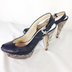 Michael Kors Black Slingback Snakeskin Heel 10